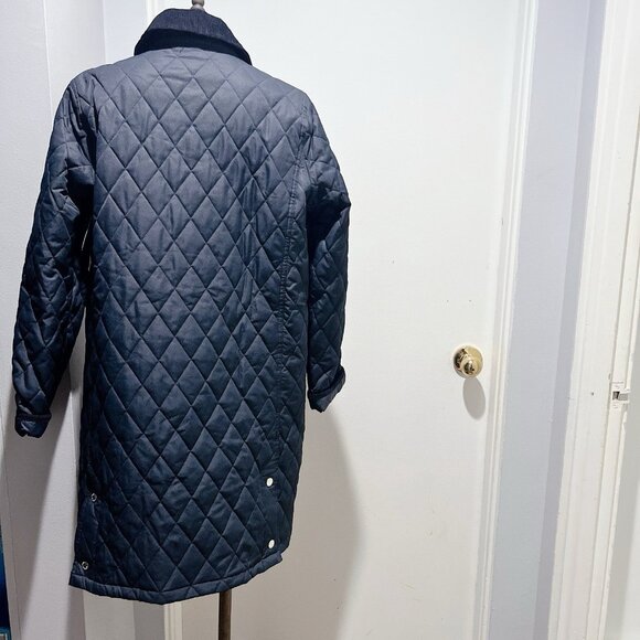 Barbour Tulip Corduroy Trim Quilted Coat Jacket Navy Blue Size US 6 MSRP$465 - Picture 6 of 8